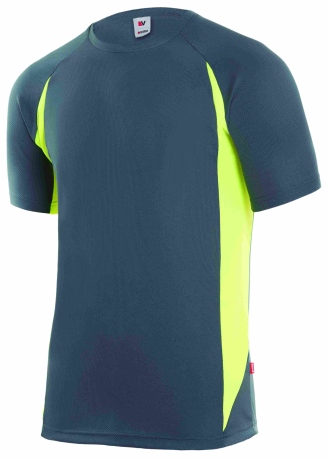 CAMISETA TECNICA POLIESTER GRIS / AMARILLO FLUOR TALLA XL VE
