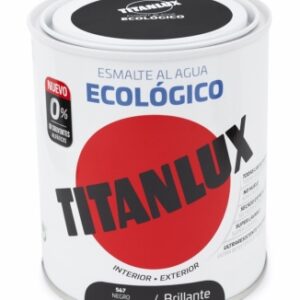 ESMALTE ACRILICO TITANLUX BRILLANTE AL AGUA ECOLOGICO NEGRO 00T056734 750 ML