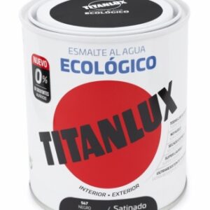 ESMALTE ACRILICO TITANLUX SATINADO AL AGUA ECOLOGICO NEGRO 01T056734 750 ML