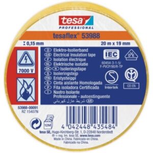 CINTA AISLANTE TESAFLEX AMARILLO 20 M X 19 MM TESA TAPE