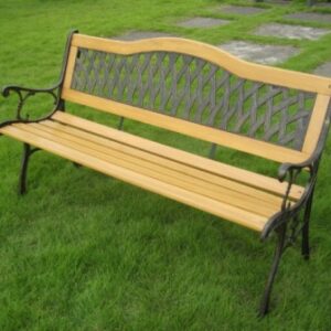 BANCO JARDIN NATUUR 2 PLAZAS RESPALDO METALICO ACERO MADERA MADERA 124X53X77CM N