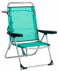 SILLA PLAYA ALCO CAMA ALTA CON ASA ALUMINIO/FIBRELINE AZUL VERDOSO 671ALF-0030