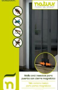 MOSQUITERA PARA PUERTA DOS HOJAS FIJACION TEXTIL 120 X 220 CM NEGRA