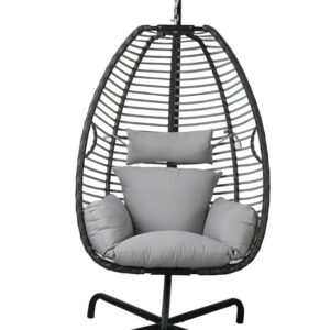 BALANCIN JARDIN NATUUR 1 PLAZA CON COJIN ACERO/RATAN GRIS 128X128X208CM NT128386