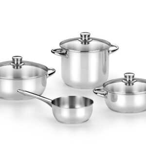 BATERIA INOX OPTIMA TAPA CRISTAL 4 PIEZAS