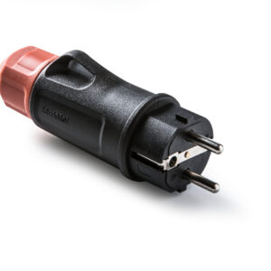 CLAVIJA TT 16A-250V NEGRO CON PRENSAESTOPA FAMATEL