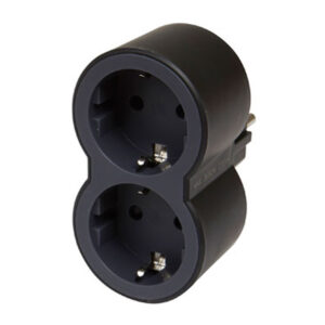 ADAPTADOR FRONTAL DOBLE 10/16A ENTRADA HORIZONTAL NEGRO LEGR