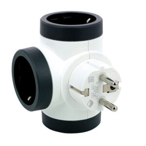 ADAPTADOR TRIPLE ROTATIVO 180º 10/16A LATERAL BLANCO/NEGRO L