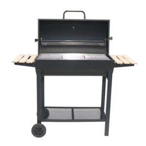 BARBACOA CARBON BARRIL DOS MESAS AUXILIARES,120X53X102CM