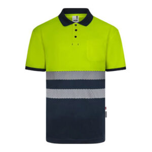 POLO AV MARINO / AMARILLO FLUOR CINTA SEGMENTADA TALLA L VEL