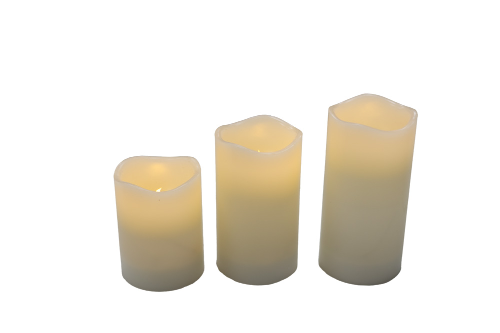 VELAS DOLO 20 LM LUZ CALIDA Y EFECTO LLAMA PACK DE 3 PILAS (2AAA) 15/12/10X7,3 C