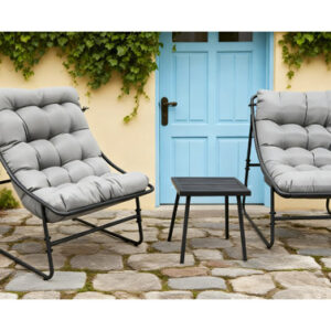 SILLON ACERO C/COJIN 2U + MESITA,TURIN