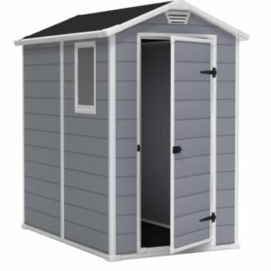 CASETA JARDIN KETER EXTERIOR MANOR 4X6 RESINA GRIS 130X192X198CM 203519