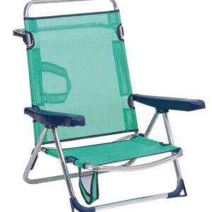 SILLA PLAYA MULTIPOSICION CON ASA PATA TRASERA PLEGABLE,ALUMINIO FIBRELINE AZUL